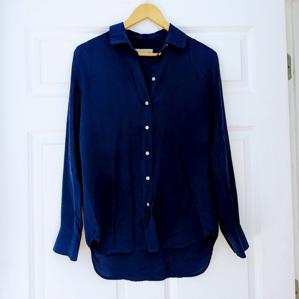 Everlane Clean Silk Relaxed Shirt Size 4 Royal Blue